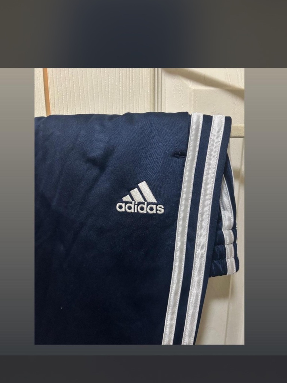 adidas Navy Joggers with White Stripe Accents